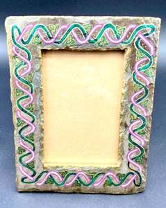 Painted Slate Picture Frame - 4"x6" Pic , Mo's Art (OH), Green Celtic Triquetras - Picture 1 of 8