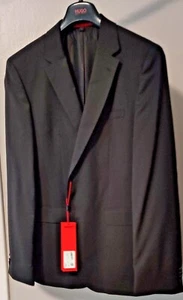 Hugo Boss Mens Jeffery Regular Fit 100% Virgin Wool Suit Jackets Solid Black - Picture 1 of 11