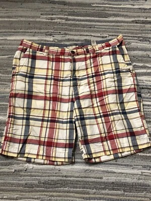 Shorts Mens 40 Red blue yellow Plaid 100% Cotton 9" Inseam Foto 1 de 4