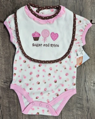 Ropa de bebé niña nuevas vitaminas bebé 3 meses 2 piezas azúcar y especias body y babero Foto 1 de 3