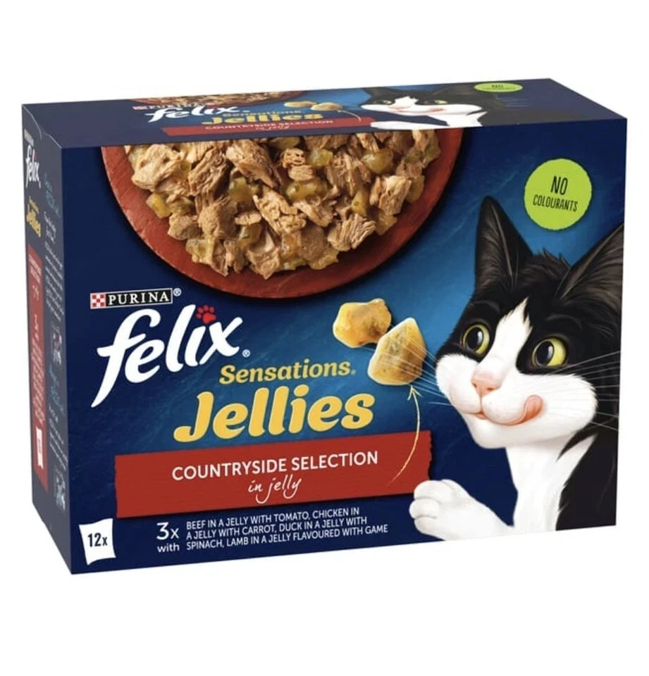 PURINA FELIX Sensations Jellies Countryside Selection Wet Cat Food ( 12pk × 85g ) × 4