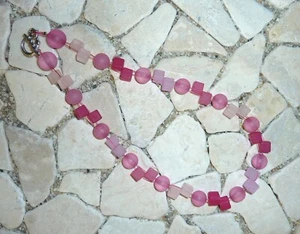 ★ 2reihige kurze Kette ★ Collier ★ rosa, violett & pink ★ - Bild 1 von 2