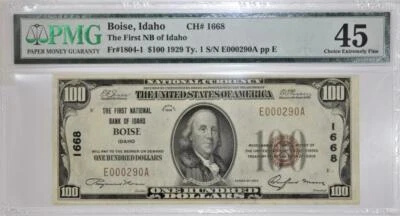 1929 Boise, Idaho Type1 $100 National Currency; TFNB of Idaho; CH#1668; PMG-45 - Image 1 of 2