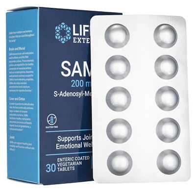Life Extension SAMe S-Adenosyl L-Methionin 200 mg, 30 Tabletten - Bild 1 von 4