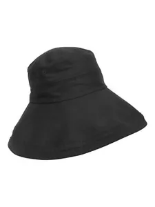 Nine West Mujer Algodón Lavado Lona Caldera Sombrero Negro Talla Única - Imagen 1 de 3