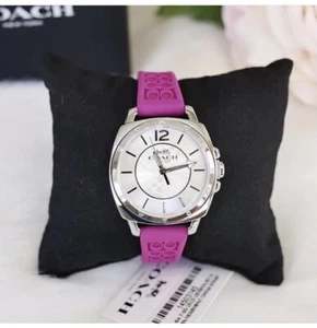 NWB 14503145 Coach Women Boyfriend Logo-Embossed Rubber Strap Watch 34mm - Picture 1 of 11