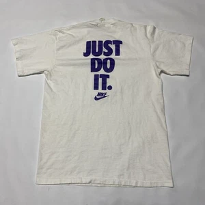 VINTAGE NIKE Orduno Distributing, Inc 80s 90s PURPLE JUST DO IT PRINT SHIRT L - Picture 1 of 11