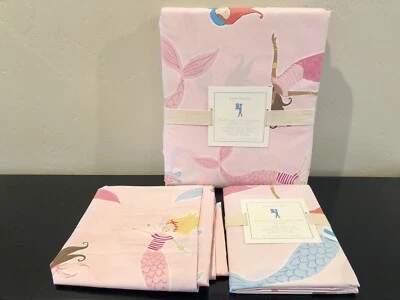 NEW Pottery Barn Kids Preppy Breton Mermaid Full/Queen Duvet Cover & Std Shams - Image 1 of 2