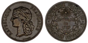 Bronze Medal France Centenary - Medal Bronze France Centenary. 1889. XF+/XF - Picture 1 of 1