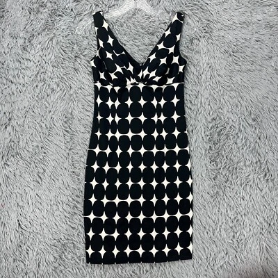 Vestido justo B. Darlin junior 3/4 preto branco estampa geométrica anos 90 Y2K - Imagem 1 de 4