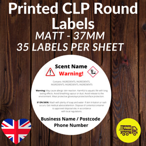 CLP Printed Round Stickers - 37mm Matt labels Personalised