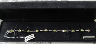 NUEVO CON ETIQUETAS Pulsera de peridoto de plata esterlina de 7 pulgadas con cierre de caja para mujer Foto 1 de 4