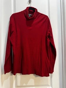 Lauren Ralph Lauren Red Ribbed Turtleneck Sweater Sz 1X Armpit To Armpit 25” - Picture 1 of 7