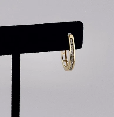 1/4 ct. Natural Diamond Channel Set Oval Baguette Gold tone 925 Earrings - Image 1 of 4