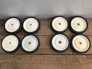Lot 2 sets of 4 Vintage Hard Rubber Tire Wheels 4" Toy Wagon Truck Car 1/4" axle - Picture 1 of 7