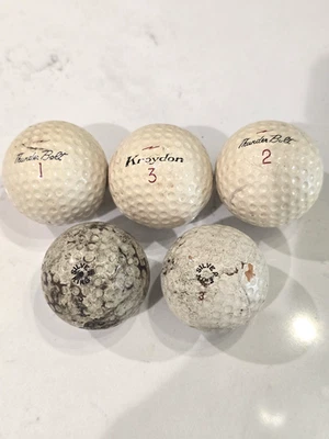 5 VINTAGE GOLF BALLS WITH 3 1961 KROYDON THUNDERBOLT & 2 SILVER KING'S 1920'S - Image 1 of 2