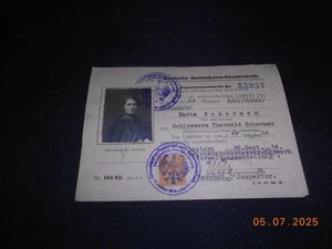Deutsche Reichsbahn 1934 Personenausweis Kaiserlautern Foto hübsche Ehefrau - Bild 1 von 2