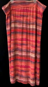 A new approach 2X pink orange striped stretch pull on maxi maternity skirt - Picture 1 of 6