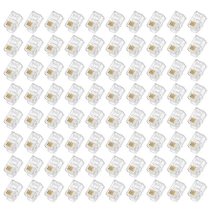 Telephone Modular Plug Male RJ11 Connectors, Copper Core 4P4C 80pcs - Afbeelding 1 van 5