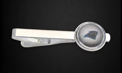 Football Card Tie Clip, Carolina Panthers Wedding Jewelry Tie Bar - Image 1 of 4