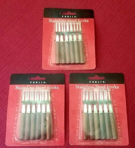 Set 18 Vintage Publix Wood Handled Stainless Steel Cocktail Appetizer Forks NEW - Picture 1 of 3