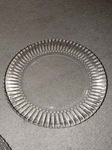 Plato de cena vintage México Forte Crisa vidrio transparente acanalado diamante 9 7/8" - Imagen 1 de 2