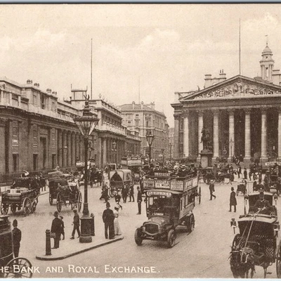 c1910s London, England Bank Royal Exchange Columns Carriage Bus Nestle Milk A352 - Image 1 of 3