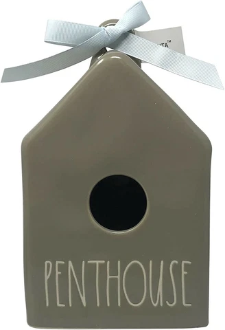 RAE DUNN Ceramic Outdoor/Indoor Bird House Deco - GRAY PENTHOUSE Cover