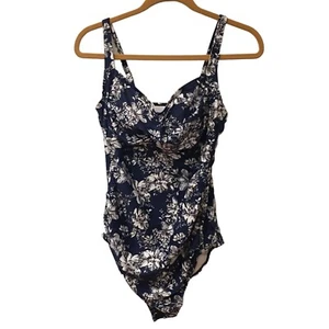 Ziola New Women's's Size XL Maternity Navy Floral One Piece Padded Ruched Sides - Picture 1 of 10