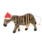 Modern African Jacaranda wood Santa's Little Zebra Helper Ornament 4 Inch