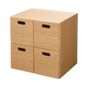 Muji stacking chest 37cm x 28cm x 37cm 4 Drawers Oak 12381167 New - Picture 1 of 6