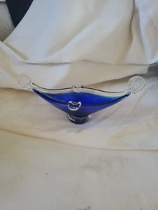 8 5" Murano mundgeblasenes Glas venezianische Gondel Boot Kobaltblau Aschenbecher Schale - Bild 1 von 4