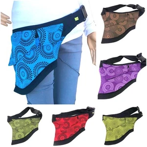Bauchtasche Sidebag Gürteltasche Hipbag Canvas Baumwolle Print Kreise 4 Fächer - Bild 1 von 28