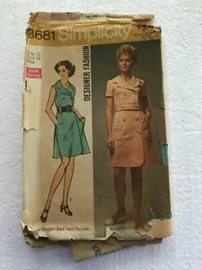 Vintage 1970 Simplicity Pattern 8681 Miss Dress Size 12 Bust 34 Sewing Clothing - Picture 1 of 2