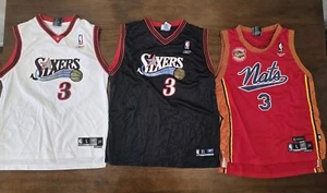 Lot OF 3 Vintage Reebok Allen Iverson Basketball Jerseys Youth Size L & XL NBA - Picture 1 of 14