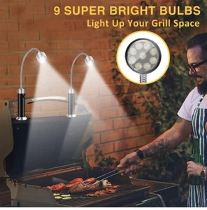 2Pcs LED BBQ Lights Barbecue Grill Light Magnetic Base 360° Flexible Gooseneck - Picture 1 of 4