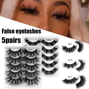 5 pares de pestañas postizas naturales visón 3D largas gruesas mezcladas pestañas postizas maquillaje - Imagen 1 de 15
