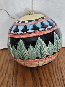 Large Ceramic Glazed Beautiful Deco Ball Ornament, Multicolor 14" Diameter - Picture 1 of 6