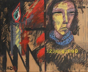 Atanas Kotsev (1957 -) Composición figurativa abstracta 1988 - Imagen 1 de 12
