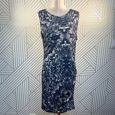 Nuevo con etiquetas Vestido Estampado Alto Hippie Lateral Acanalado Oliva Estampado Multi Animal Talla L Foto 1 de 4