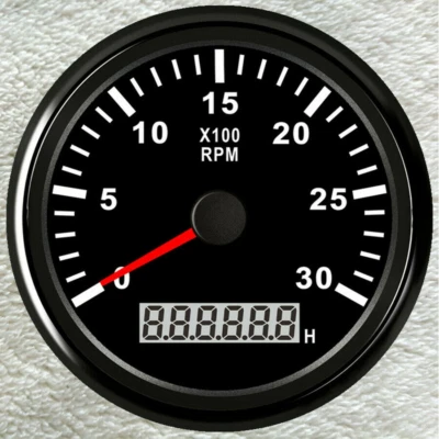 85mm black tachometer 3000rpm for gas/disel engine car truck marine pulse signal - Image 1 of 4