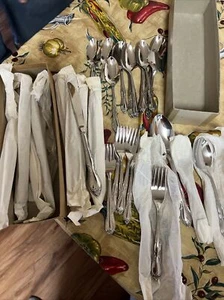 Vtg Carolina Wm A Rogers Stainless Oneida Set 50 Pc NOS Forks Spoons 8 Persons - Picture 1 of 8