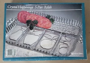 Indiana Glass Vintage 5 Part Relish Tray In Orig Box Clear 12 3/4" x 9" #3678 - Picture 1 of 4