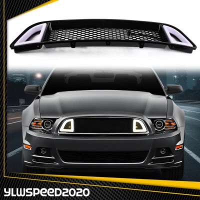 Fit For 2013-2014 Ford Mustang Front Bumper Upper Hood Mesh Grille W/ LED Light - Image 1 of 4