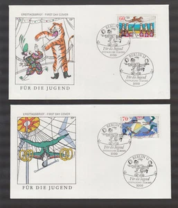 Germany Berlin 1989 of 4 very nice FDC #B678-B681 Circus Elephants Clown Magic / - Picture 1 of 2