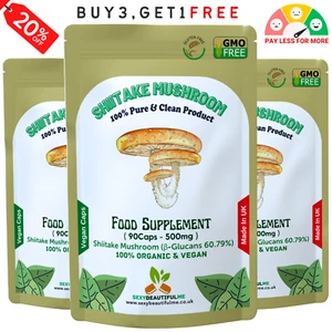 Shiitake Pilz Extrakt Kapseln 500mg (60.7% Β-glucan) -strong&effective Vegan - Bild 1 von 4