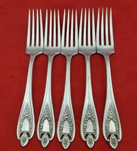 5 horquillas de cena antiguas colonia plateadas de 1847 Rogers Bros. sin monograma 10799 - Imagen 1 de 7