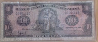 1988 $10 Sucres Ecuador Diez Sucres Ungraded Gnumismatist - Image 1 of 4