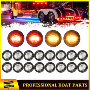 5-50pcs Clear Lens Red Amber Truck Trailer LED Side Marker Lights 3/4"Round 12V - Picture 1 of 10