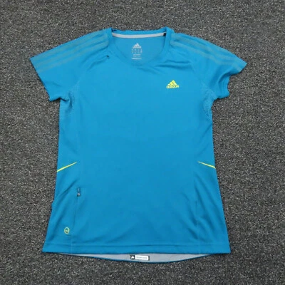 Camisa Adidas Mujer Mediana Azul y Verde Correr Manga Corta Transpirable Damas Foto 1 de 4